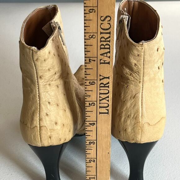 Lady Camp Boot Heels Women's Size Mex 23 US 6 Tan Leather Ostrich Side Zip - Picture 4 of 14